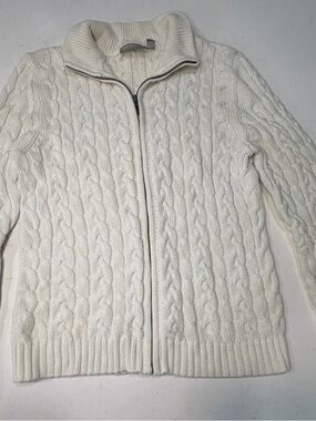 croft & barrow Ivory Cable Zip Sweater